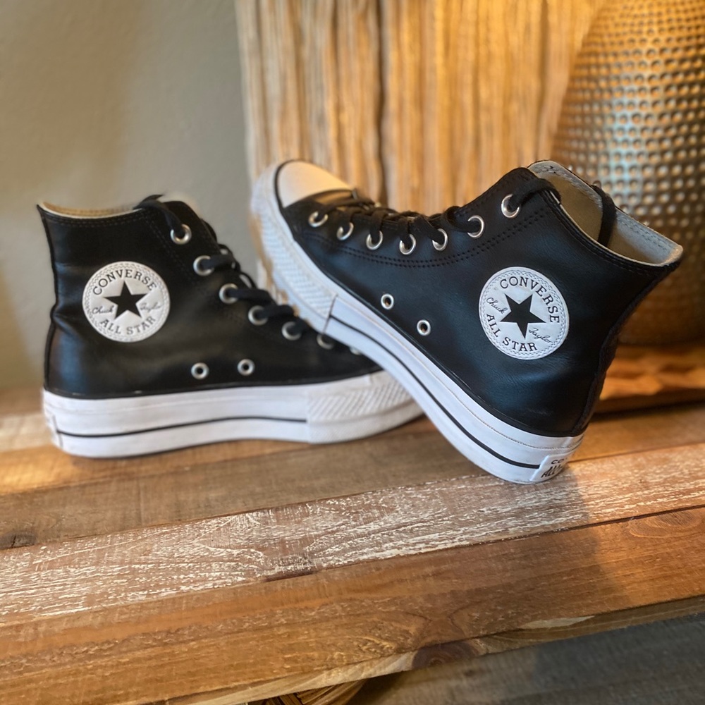Leather Converse Platforms